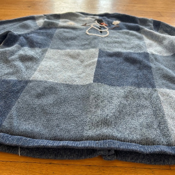 Breckenridge Snowman Cardigan Womens Size Large Vintage Blue Applique - Picture 9 of 10